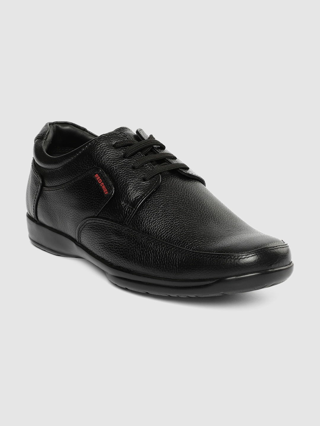 

Red Chief Men Black Leather Semi-Formal Derbys