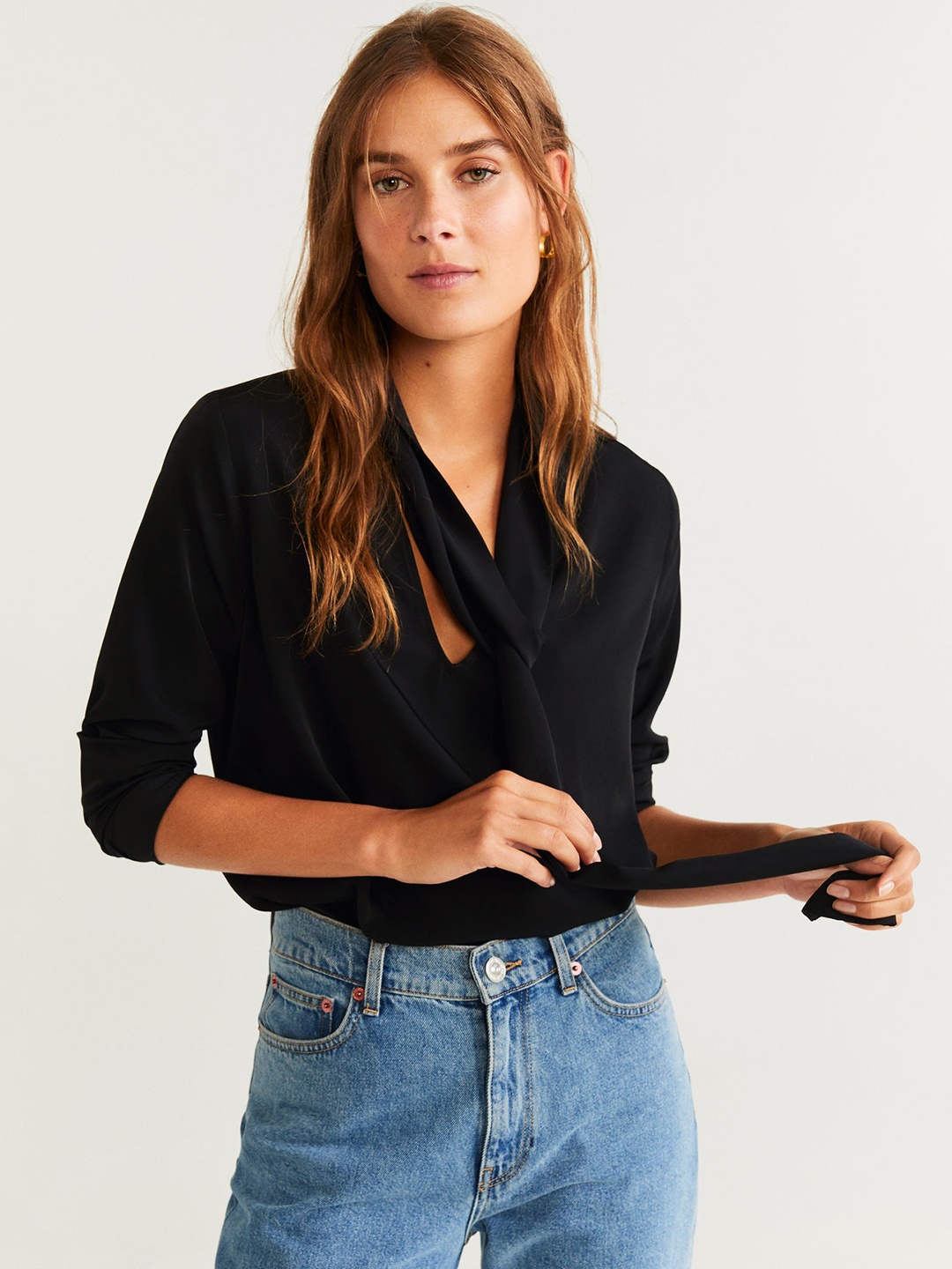 

MANGO Women Black Solid Top
