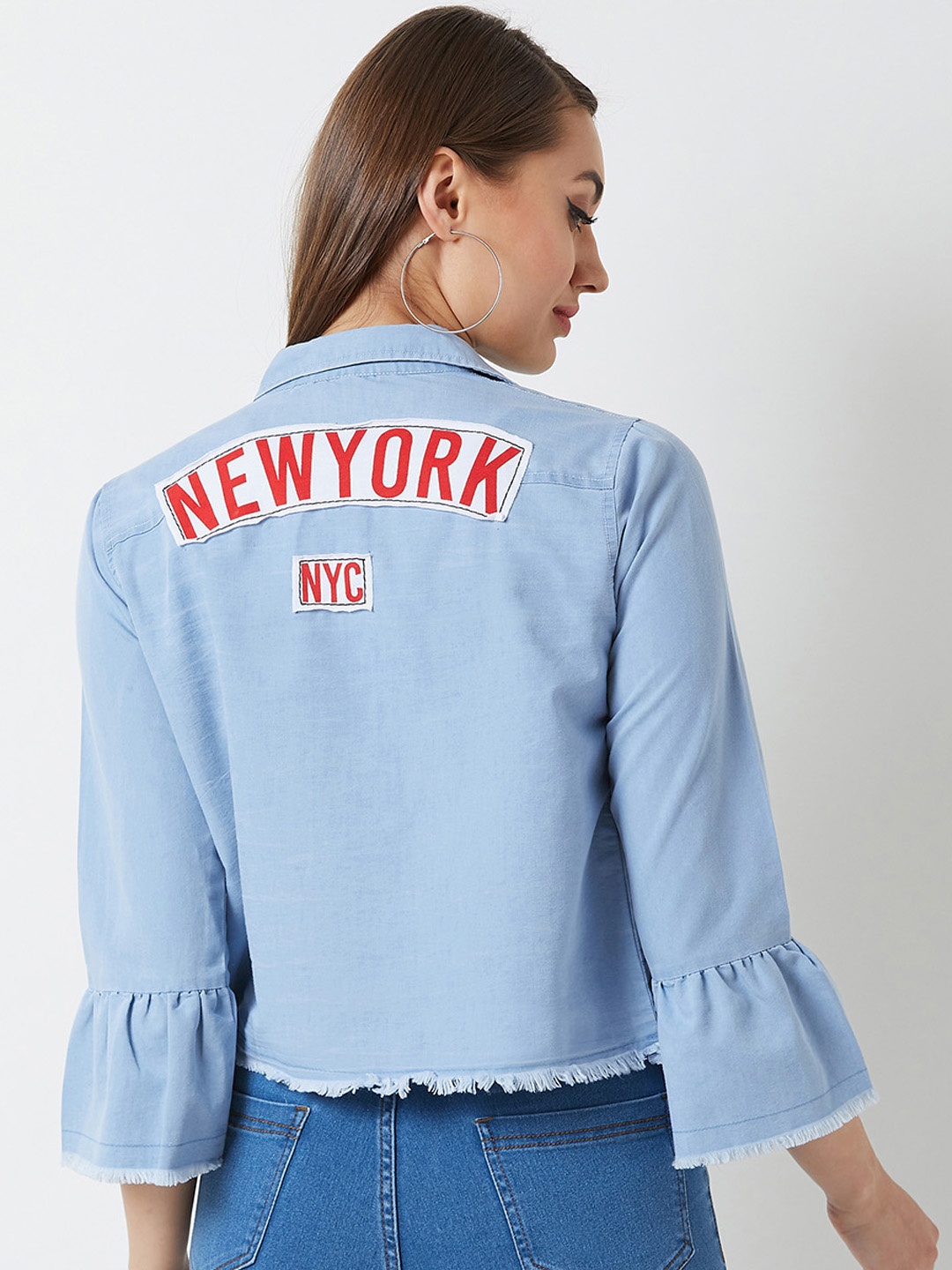 

Miss Chase Women Blue Solid Denim Jacket