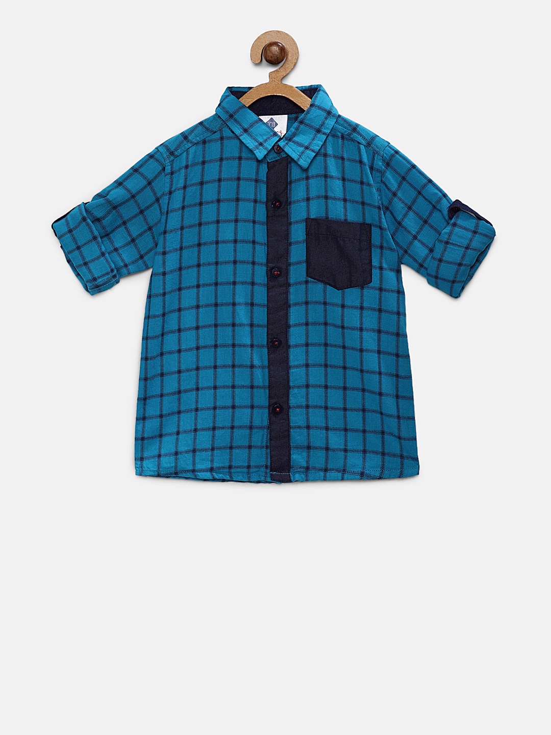 

TONYBOY Boys Blue & Black Regular Fit Checked Casual Shirt