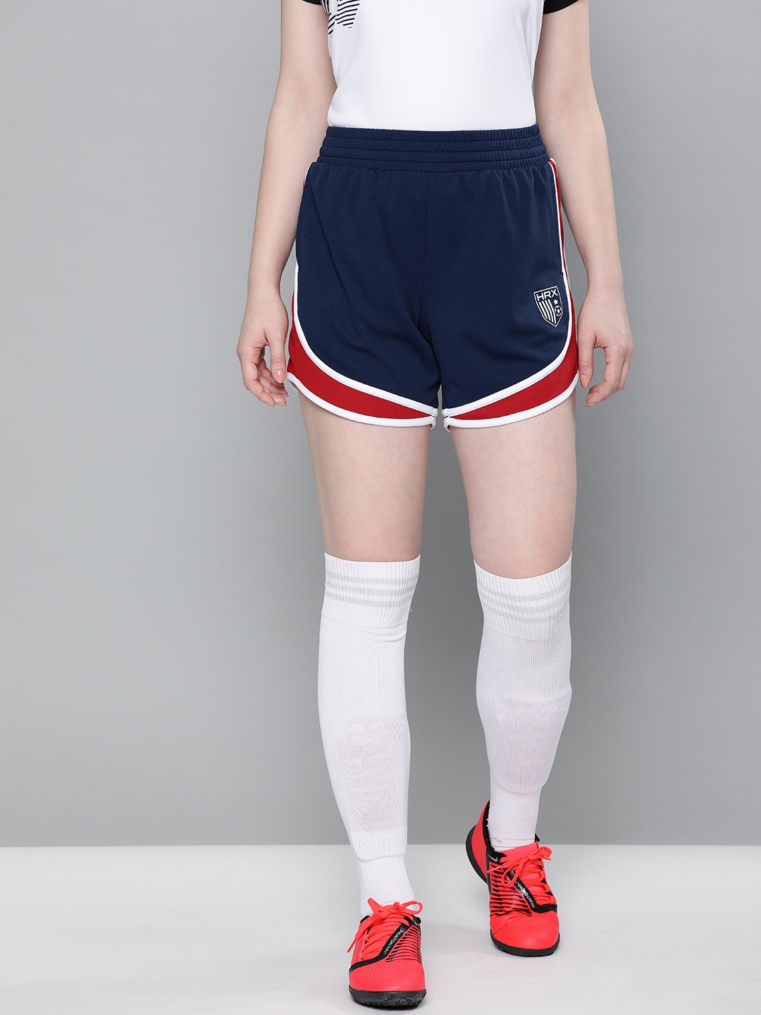 

HRX by Hrithik Roshan Women Navy Blue Solid Regular Fit Football Shorts
