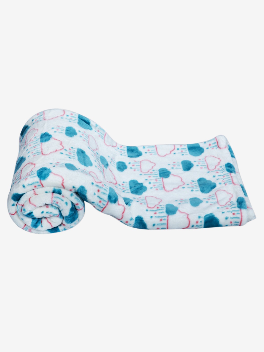 

MeeMee White & Blue Geometric Mild Winter 300 GSM Double Layer Bed Blanket
