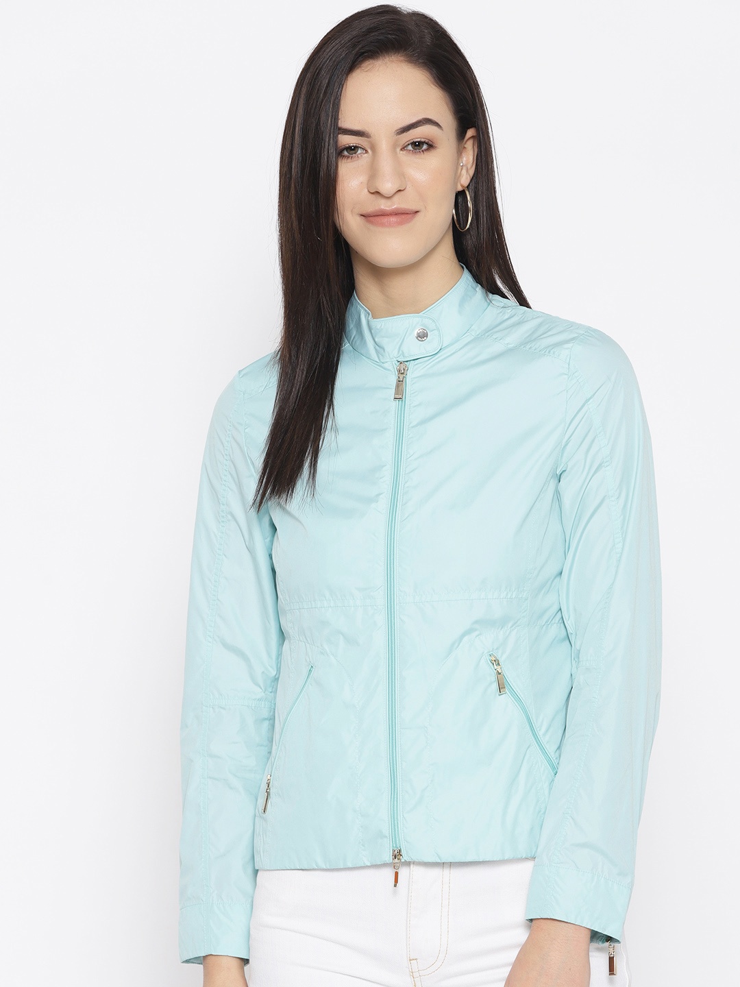 

Geox Women Turquoise Blue Solid Lightweight Jacket