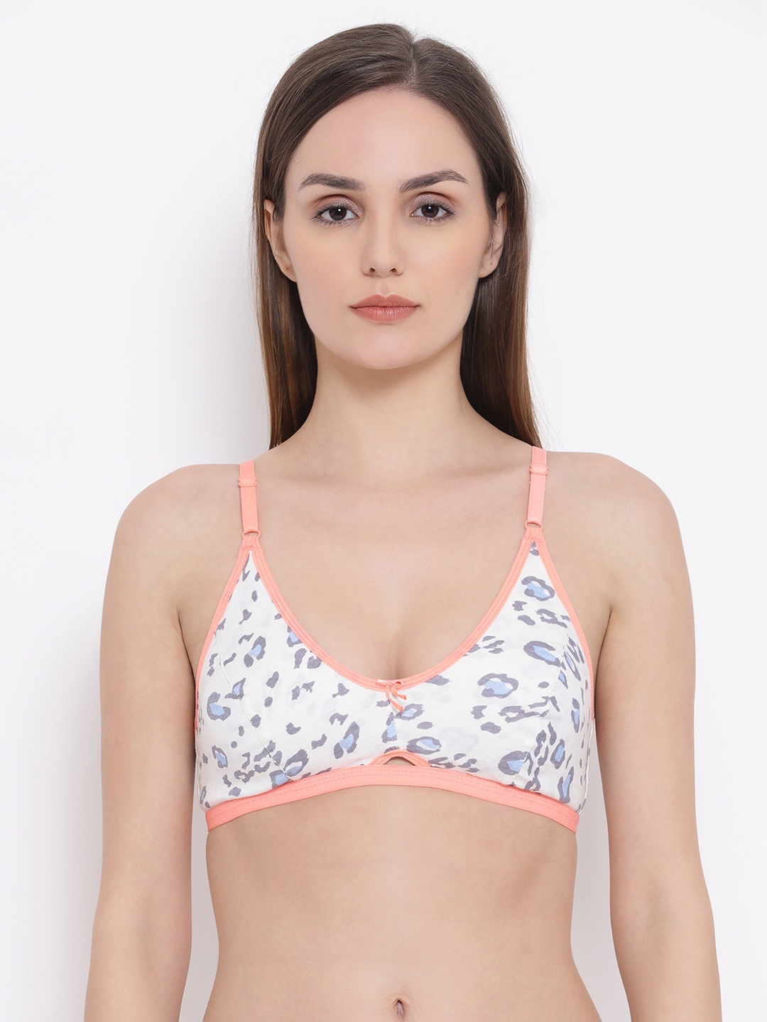 

Clovia Off-White Printed Non-Wired Non Padded Everyday Bra BR1675P18