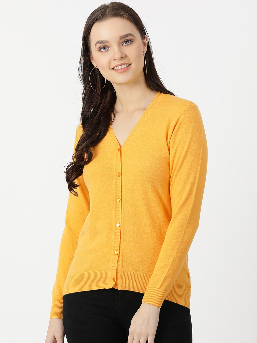 

Monte Carlo Women Yellow Solid Cardigan