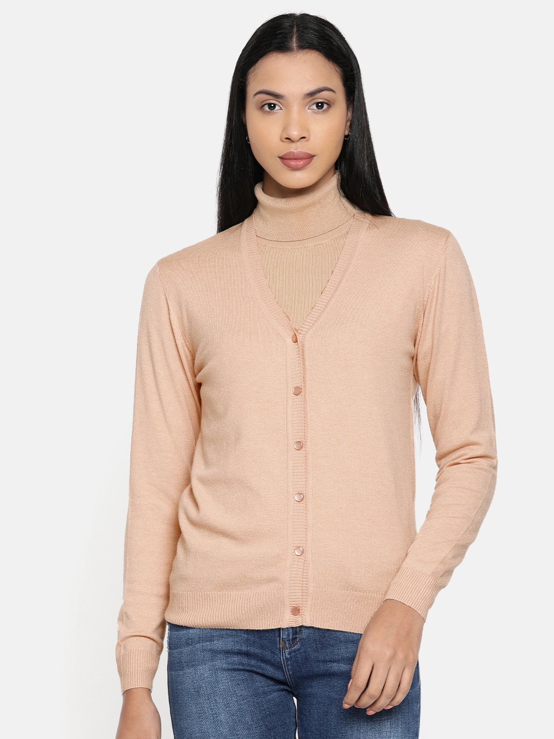 

Monte Carlo Women Beige Solid Cardigan Sweater