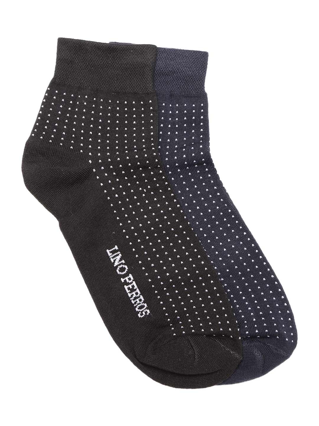 

Lino Perros Men Pack of 2 Patterned Above Ankle Socks, Navy blue