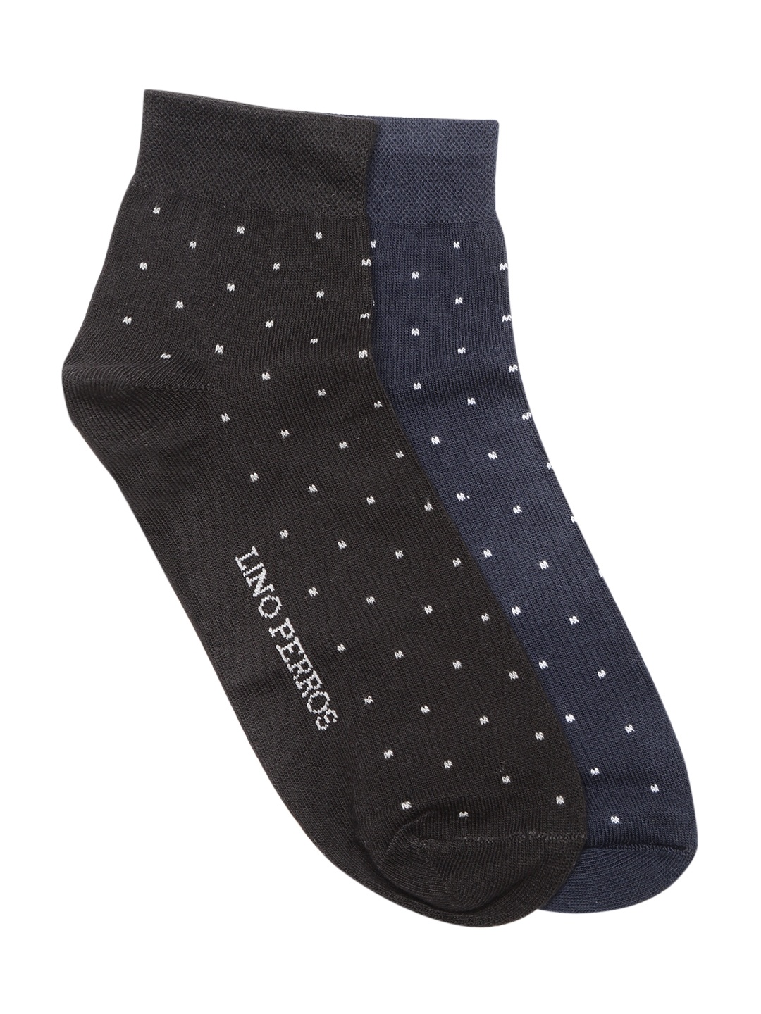 

Lino Perros Men Pack of 2 Patterned Above Ankle Socks, Navy blue
