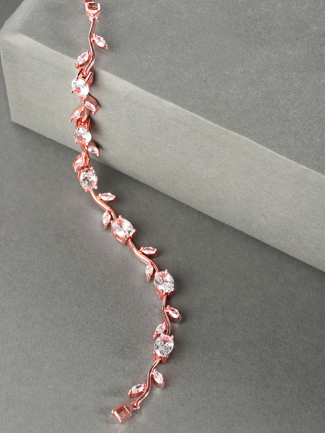 

Jewels Galaxy Rose Gold-Plated Stone Studded Bracelet