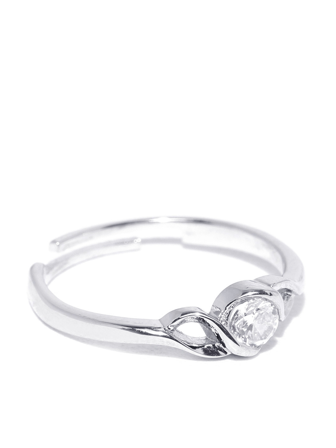 

Jewels Galaxy Silver-Plated Stone-Studded Handcrafted Adjustable Finger Ring