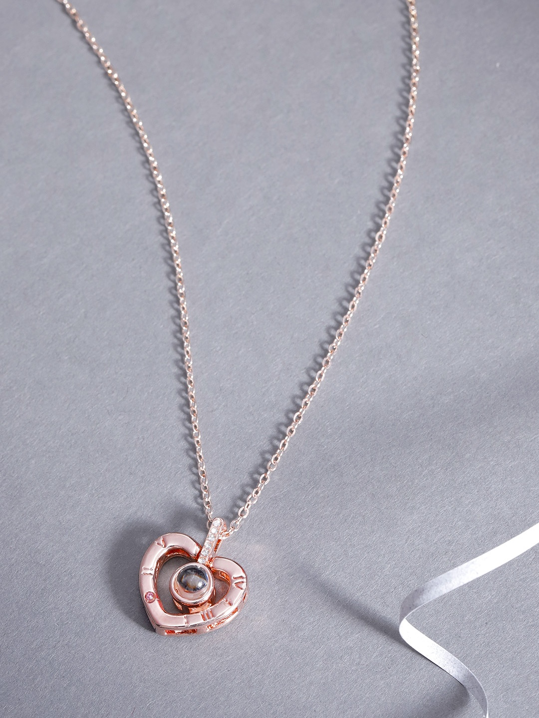 

Jewels Galaxy Rose Gold-Plated Stone Studded Handcrafted Minimal Necklace