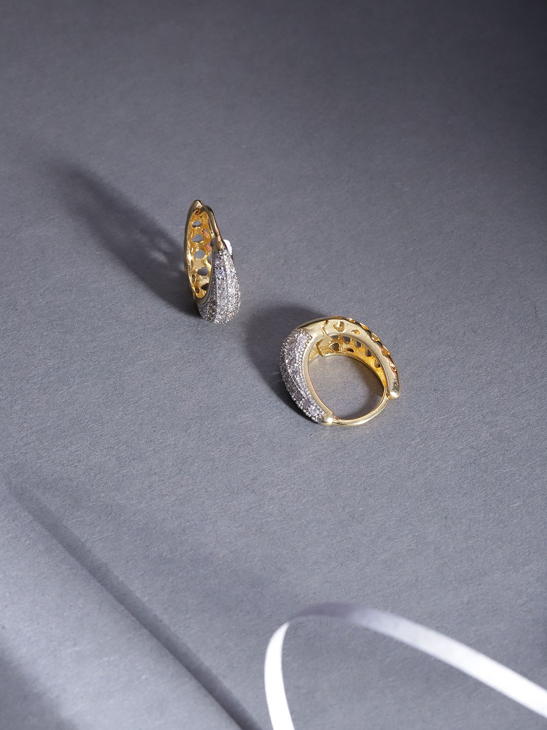 

Jewels Galaxy Gold-Plated Stone-Studded Circular Hoop Earrings