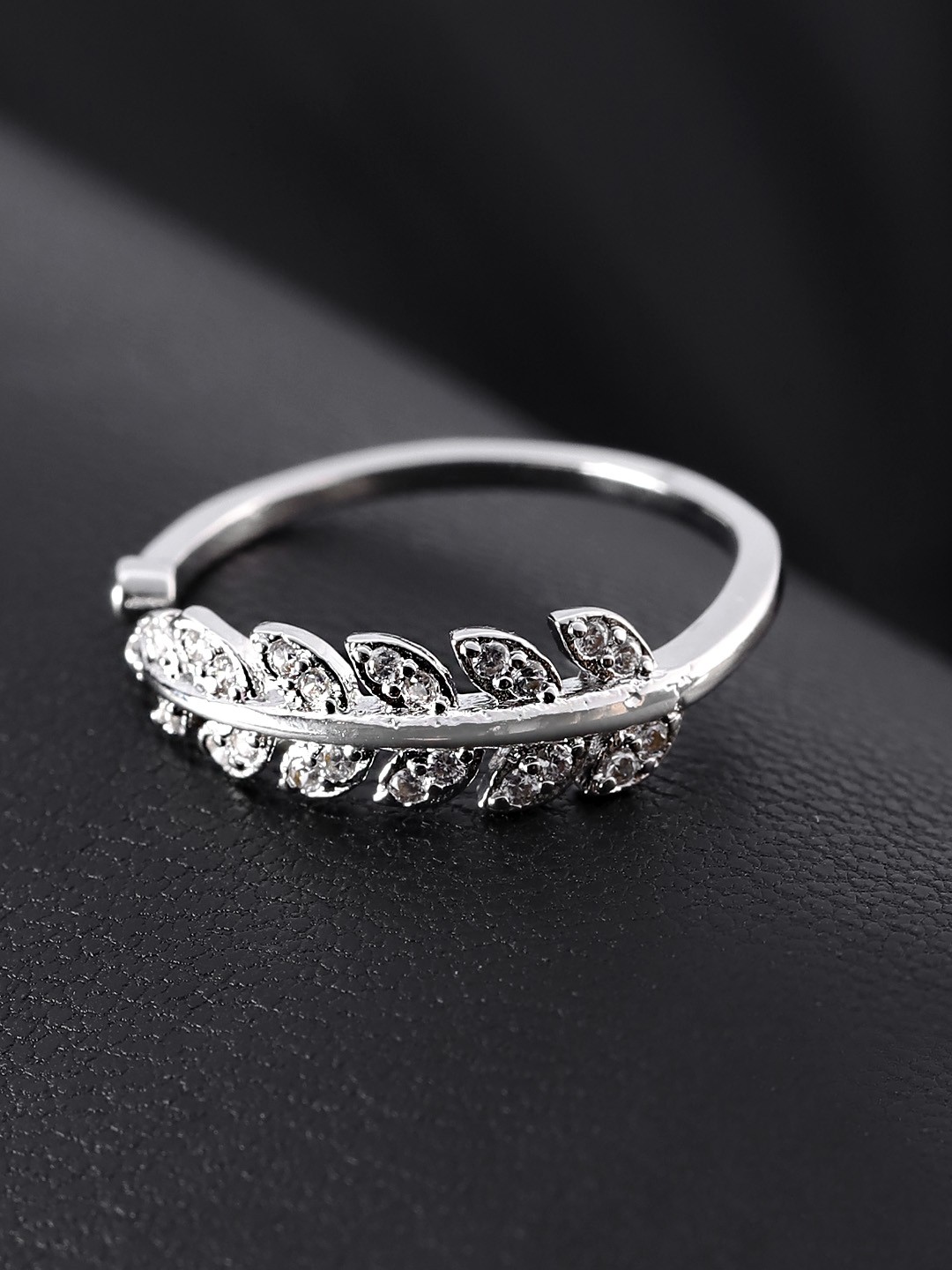 

Jewels Galaxy Silver-Plated Stone Studded Handcrafted Adjustable Finger Ring