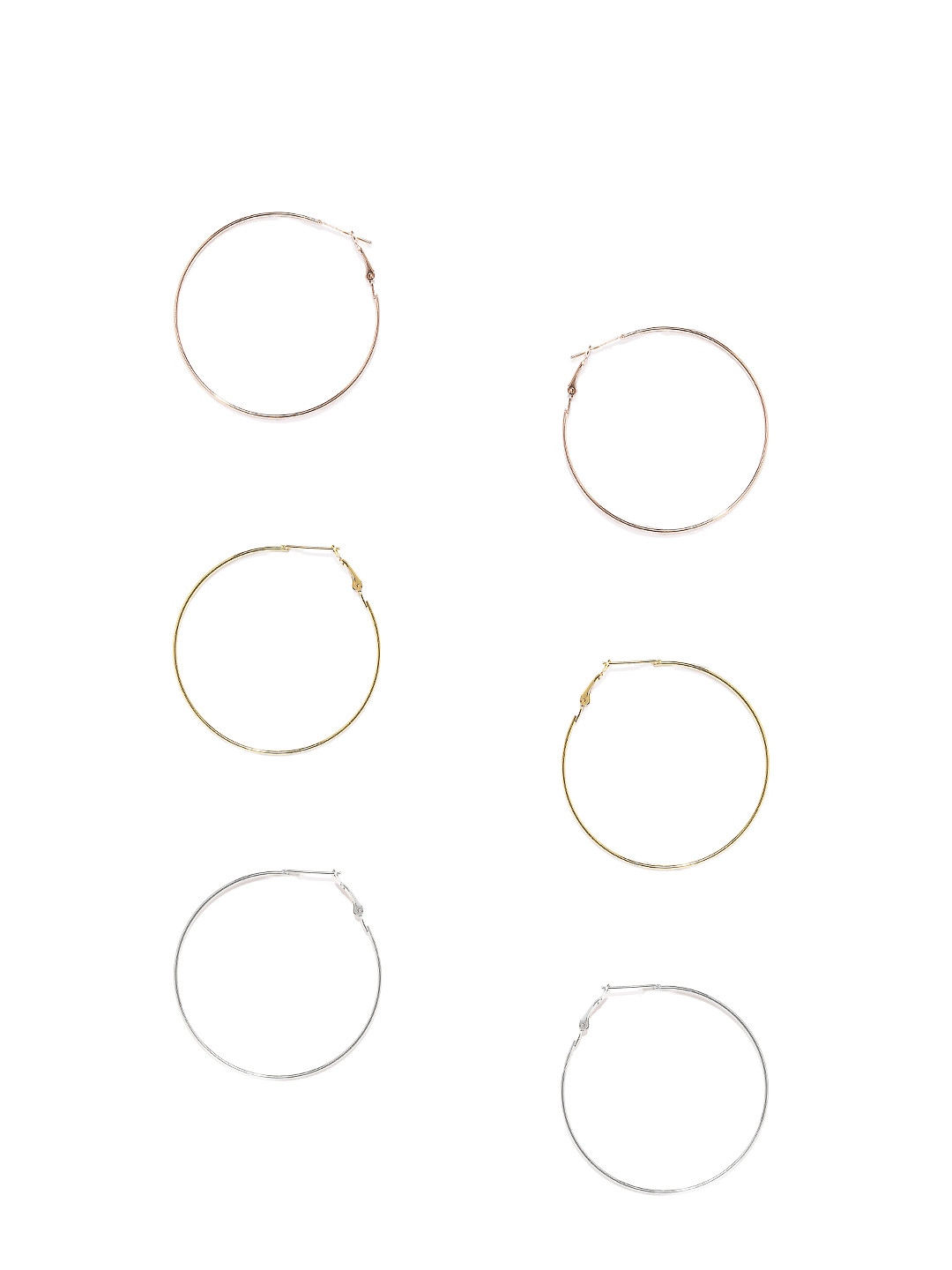 

Mahi Set of 3 Circular Hoop Earrings, Silver