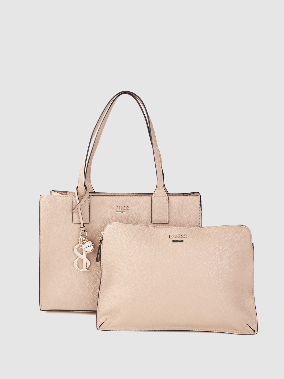 

GUESS Beige Solid Shoulder Bag With Pouch