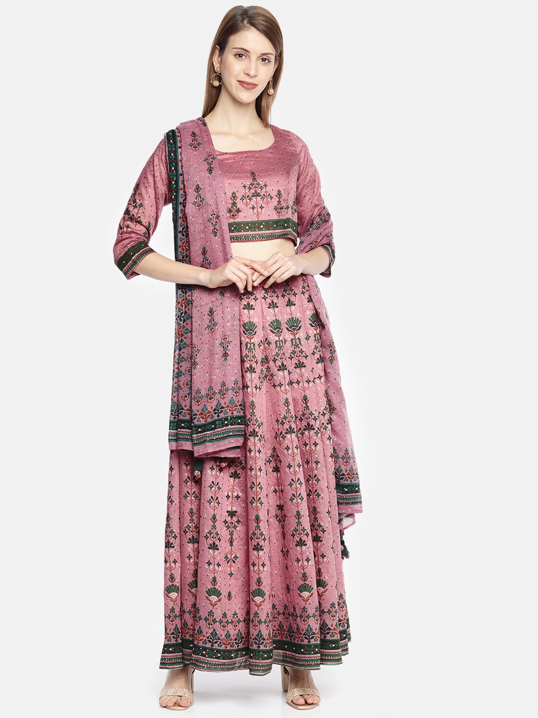 

Global Desi Pink Ready to Wear Lehenga & Blouse with Dupatta