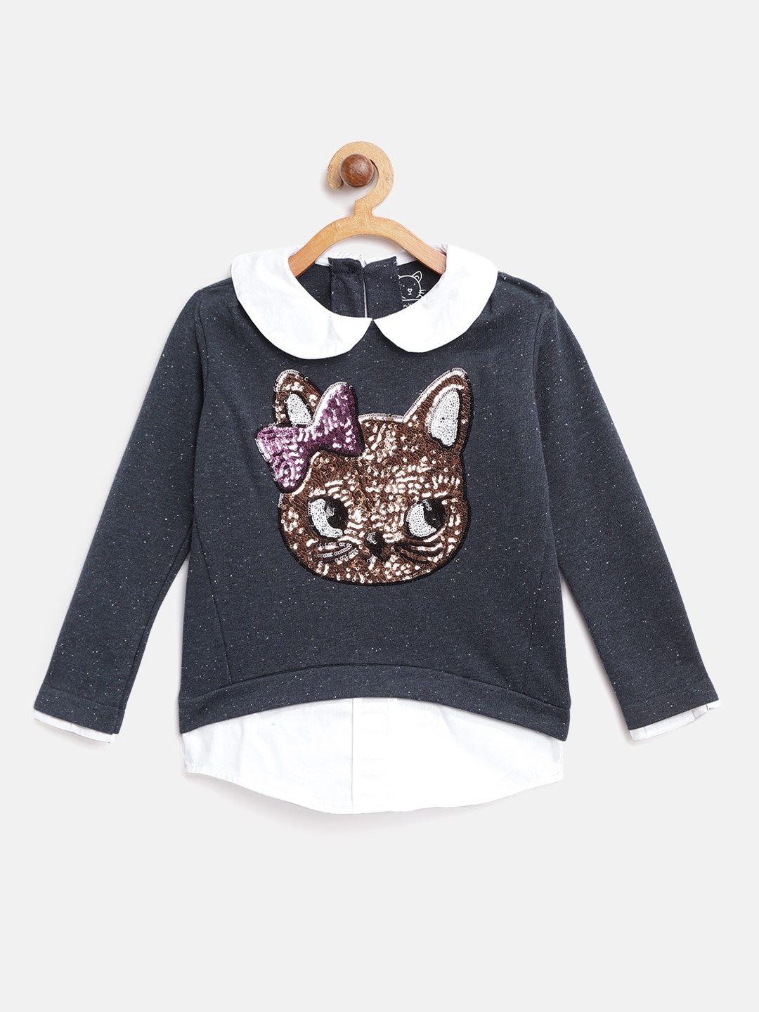 

Lazy Shark Girls Navy Blue Sequinned Sweatshirt