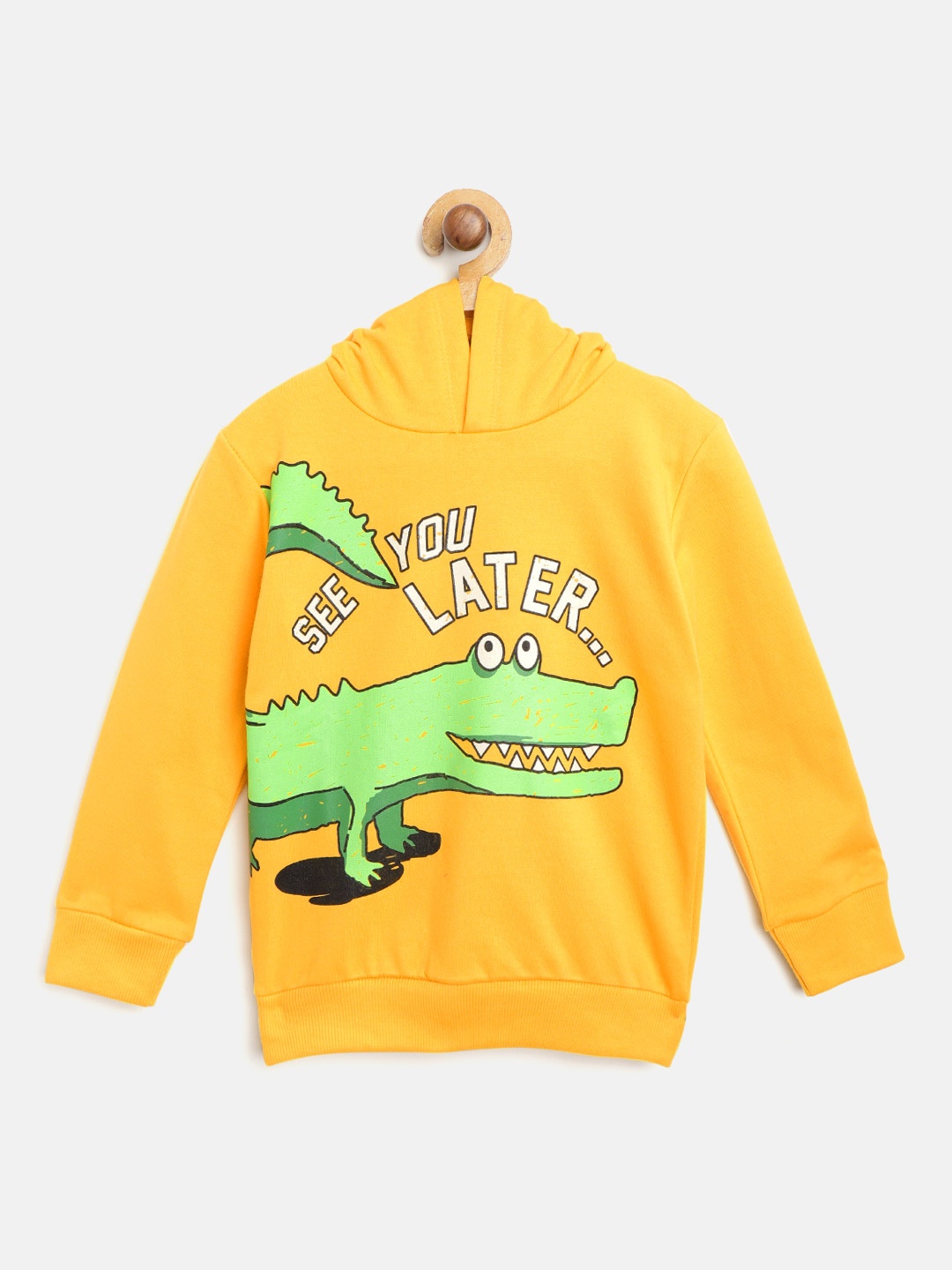 

Lazy Shark Boys Yellow & Green Printed Hooded Sweatshirt