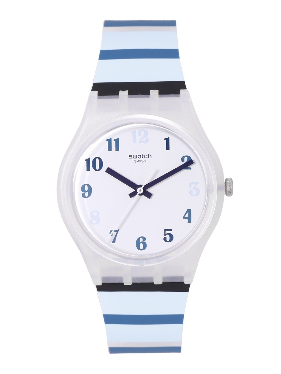 

Swatch Listentome Unisex White Water Resistant Analogue Watch GE275