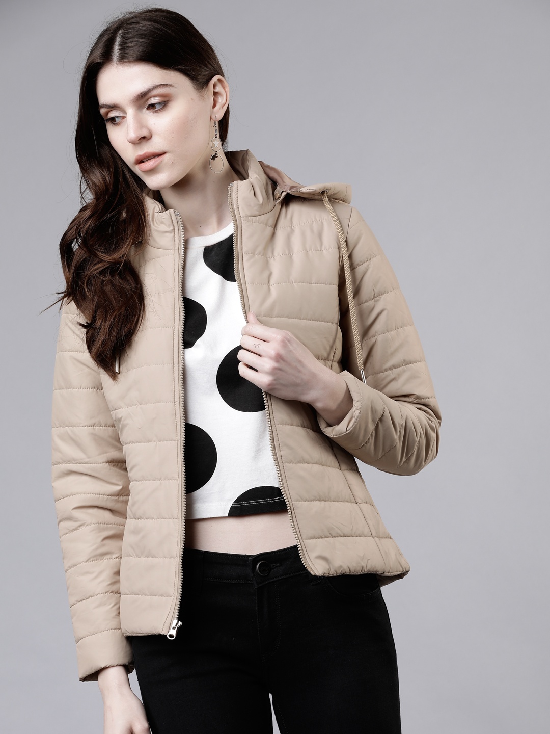 

Tokyo Talkies Women Beige Solid Jacket