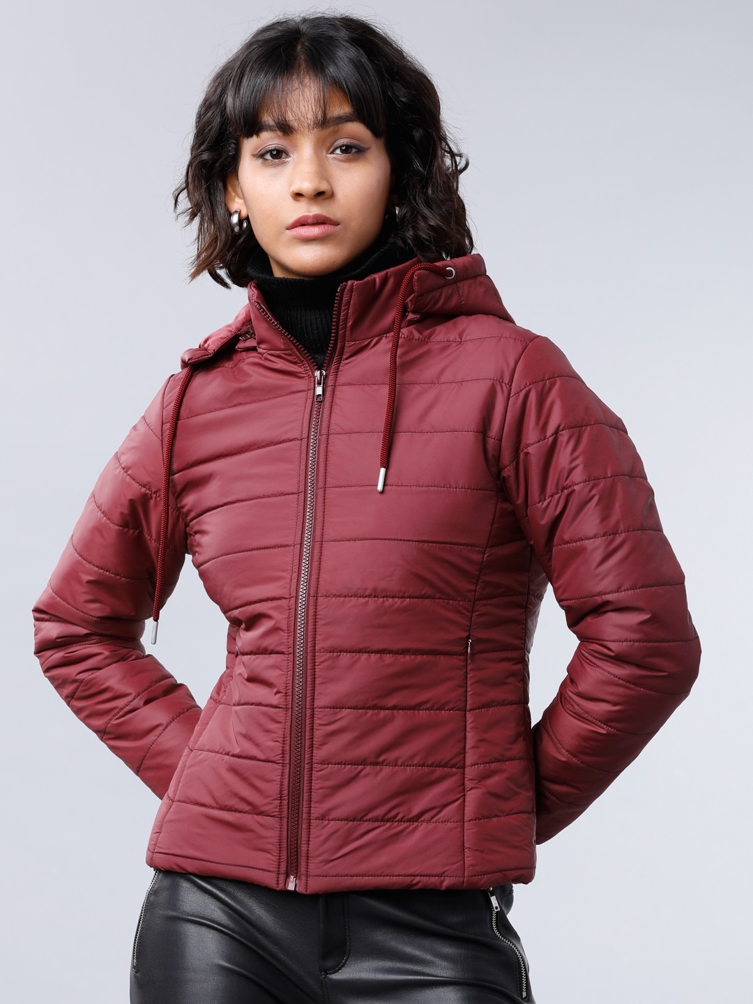 

Tokyo Talkies Women Maroon Solid Jacket