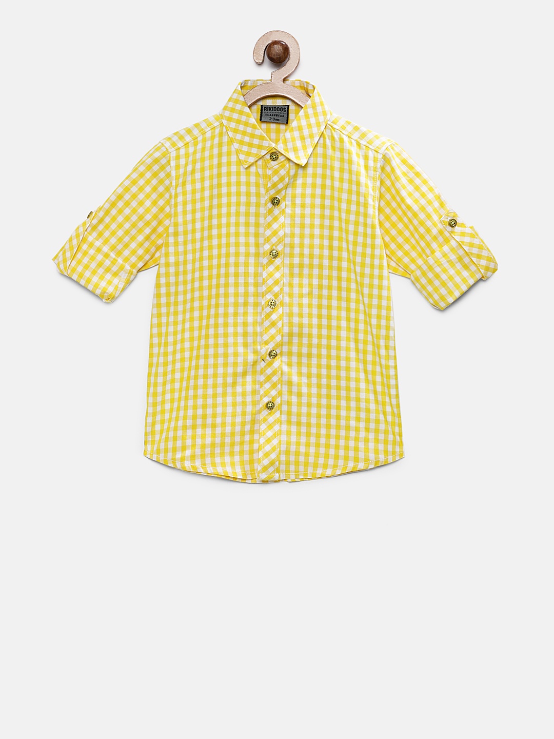 

RIKIDOOS Boys Yellow Checked Casual Shirt