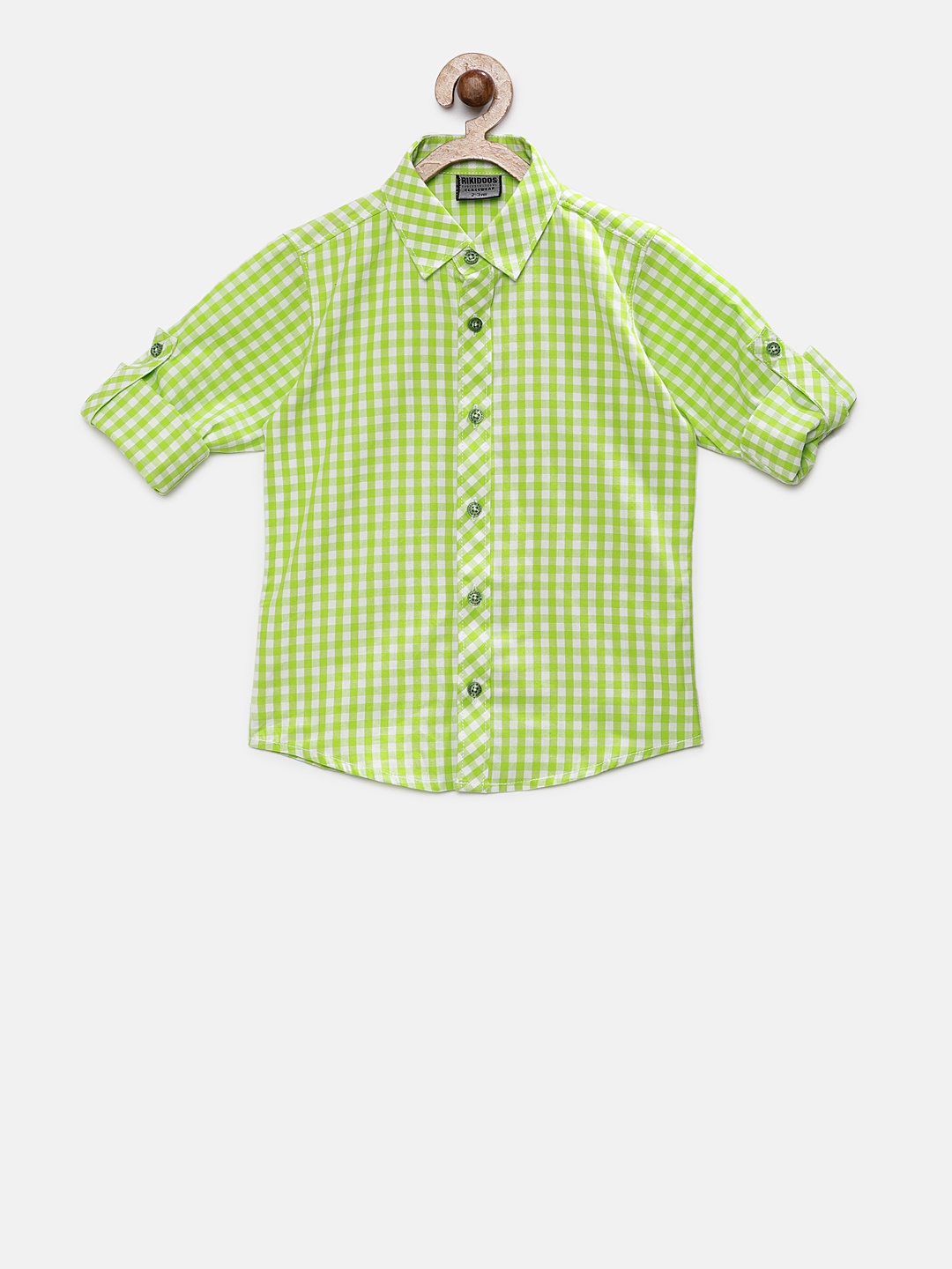 

RIKIDOOS Boys Green Regular Fit Striped Casual Shirt