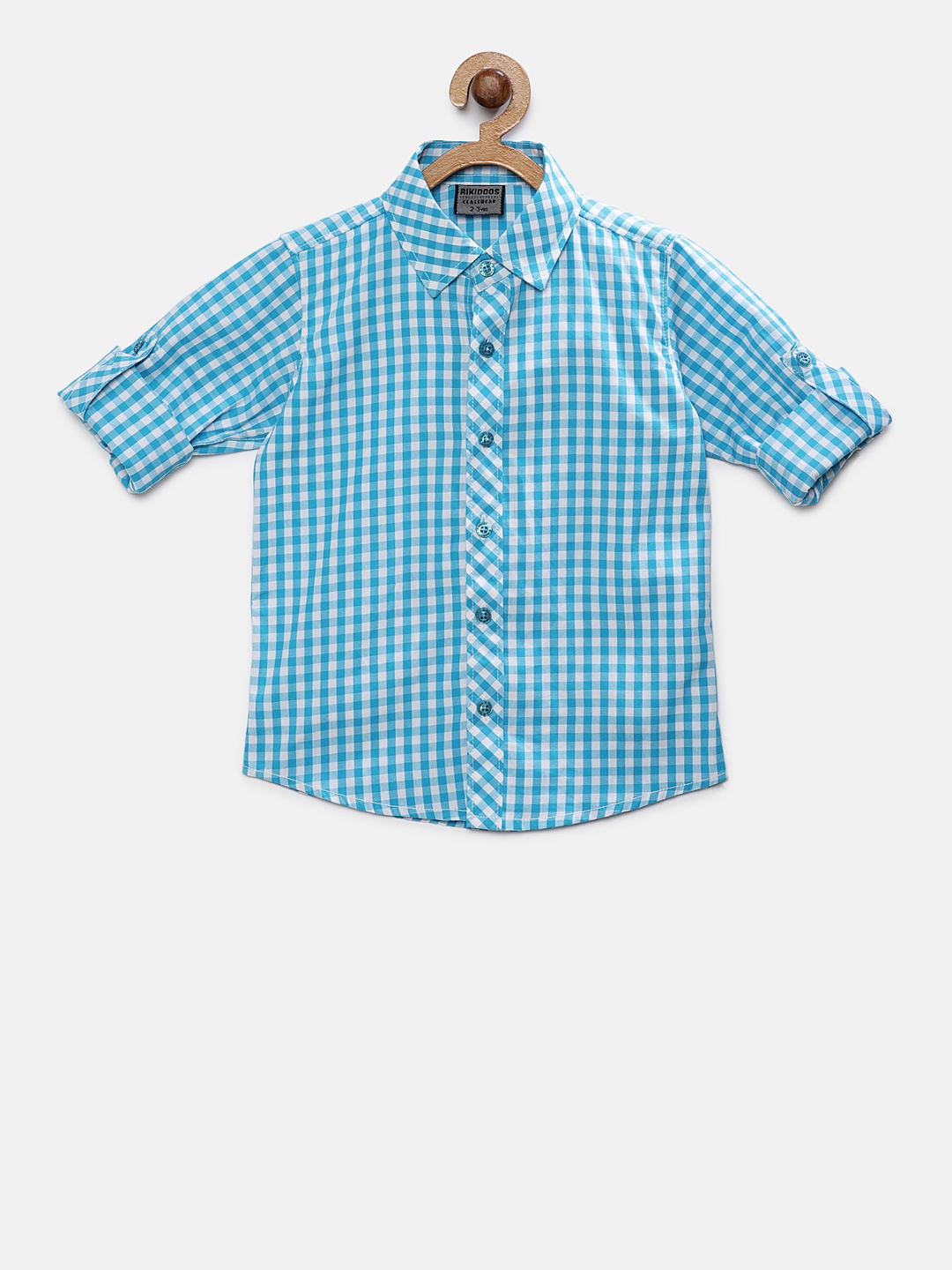 

RIKIDOOS Boys Sea Green & White Checked Casual Shirt