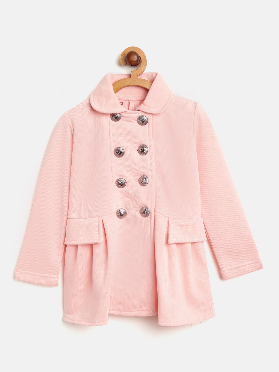 

Lazy Shark Girls Pink Solid Pea Coat