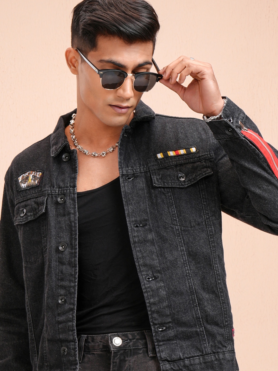

LOCOMOTIVE Men Black Printed Jacket