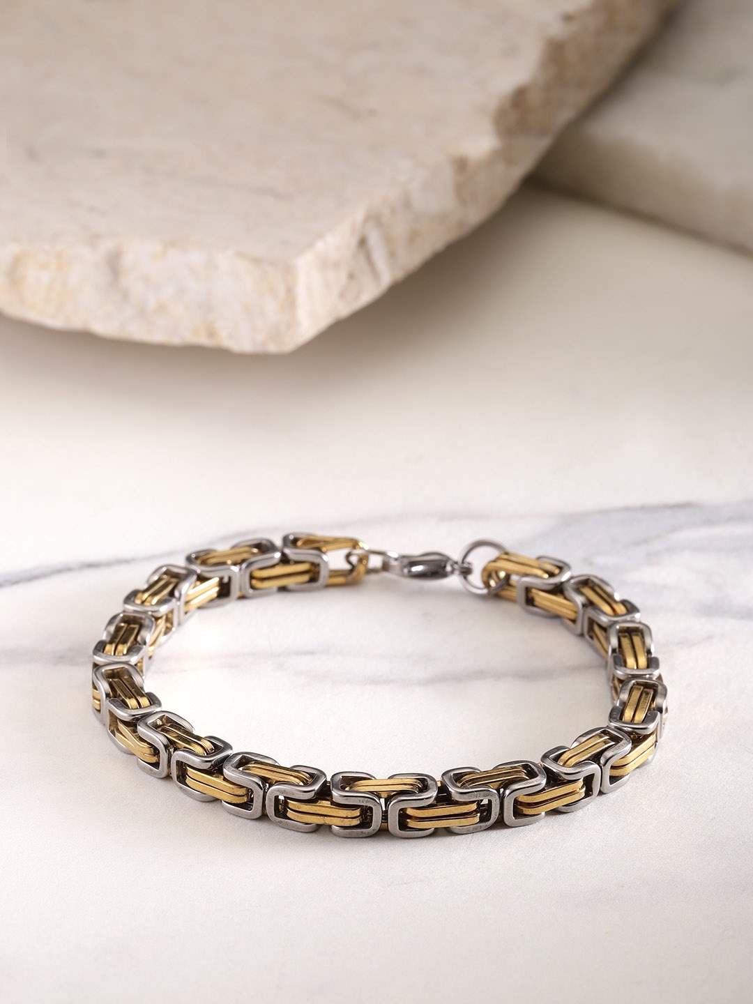 

YouBella Men Gold-Toned & Gunmetal-Toned Link Bracelet