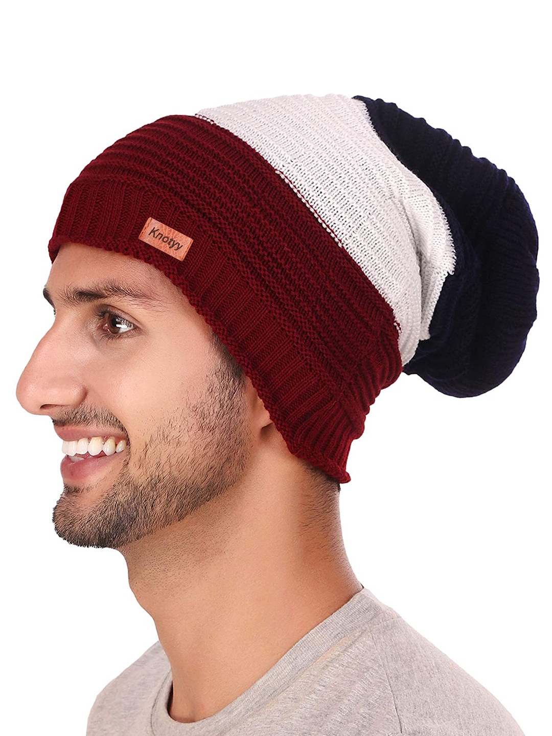 

Knotyy Men Multicoloured Solid Beanie, Multi