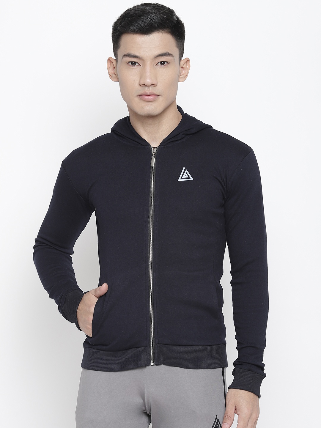 

Aesthetic Bodies Men Navy Blue Solid Hooded Sweatshirt