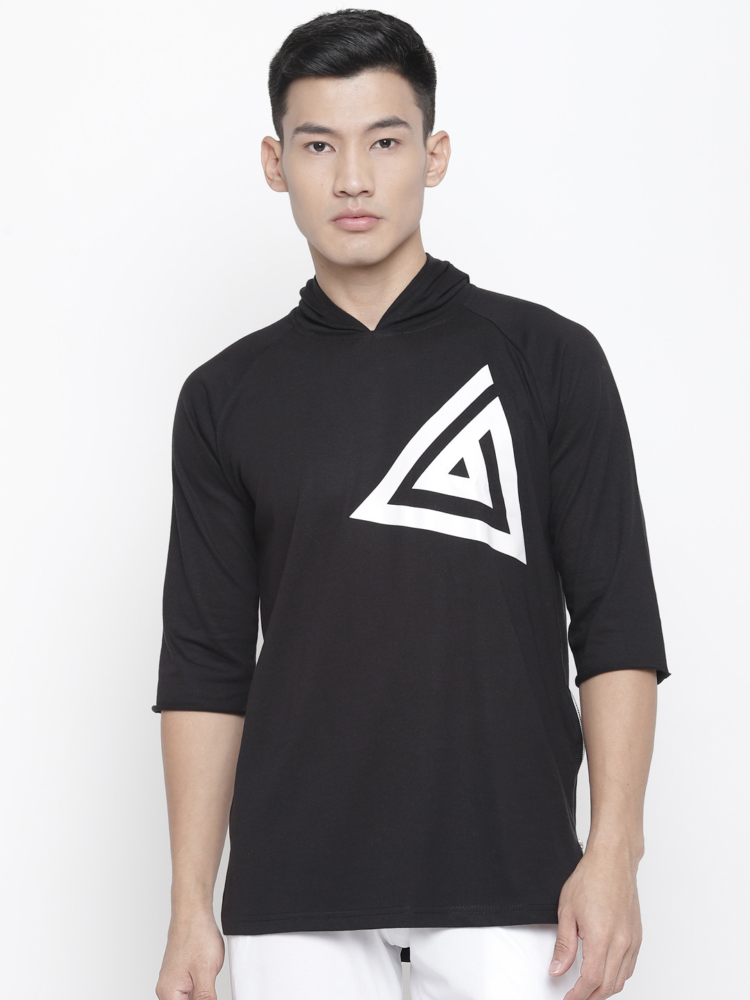 

Aesthetic Bodies Men Black & White Printed Hooded T-shirt