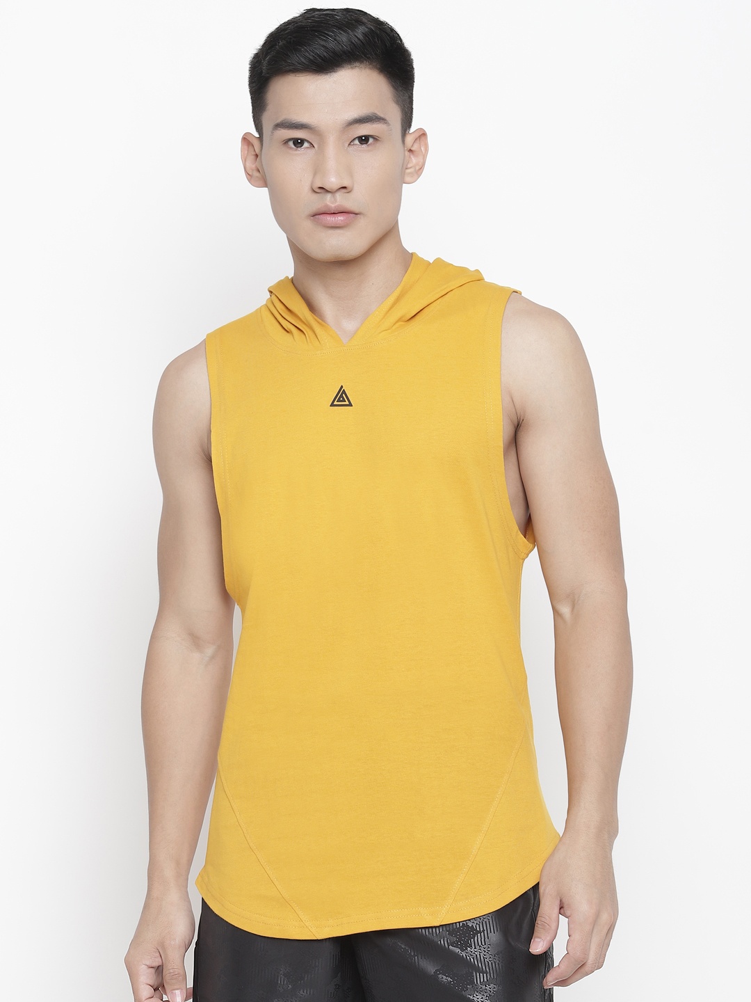 

Aesthetic Bodies Men Mustard Yellow Solid Hooded T-shirt