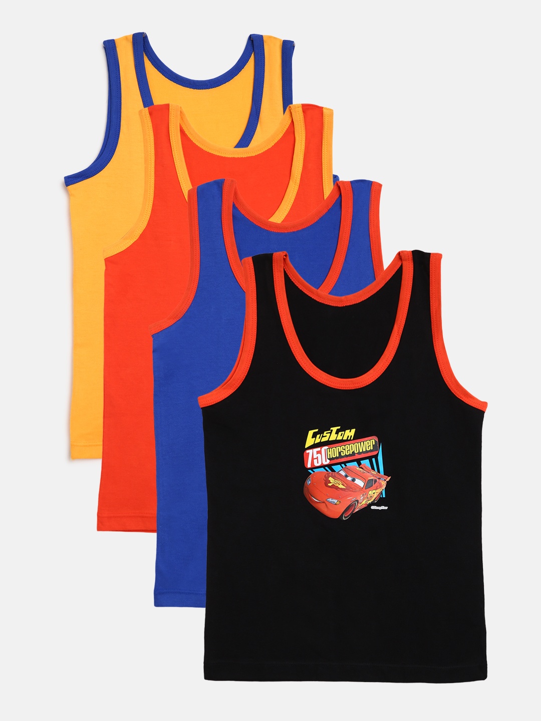 

Bodycare Kids Boys Pack of 4 Cars Printed Innerwear Vest, Black