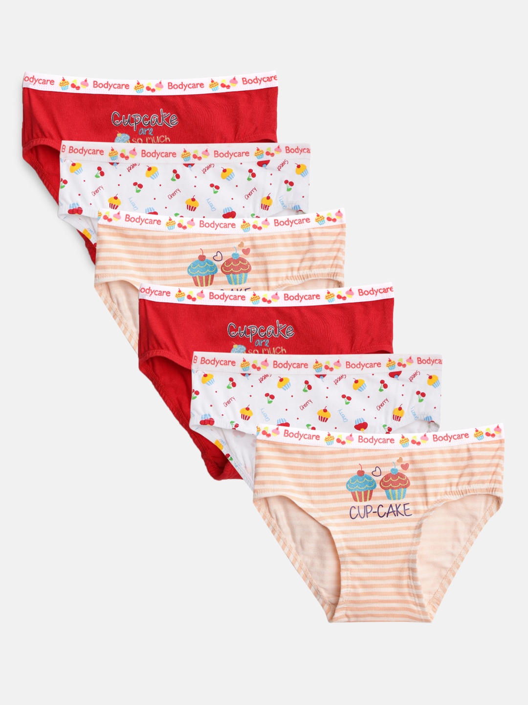 

Bodycare Kids Girls Pack of 6 Printed Briefs 7233ABCABC, Peach