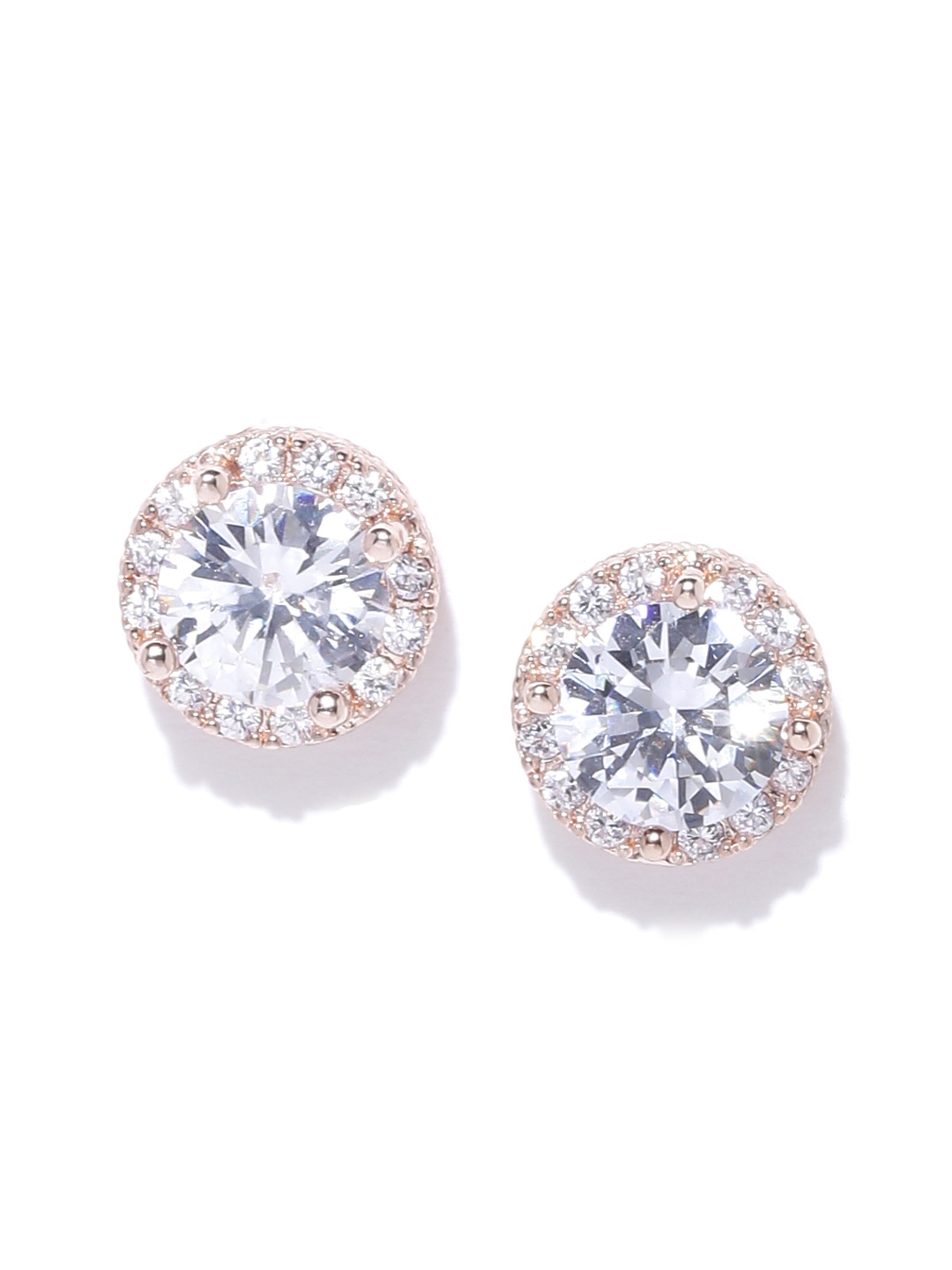 

Forever New Rose Gold-Toned Circular CZ Studs