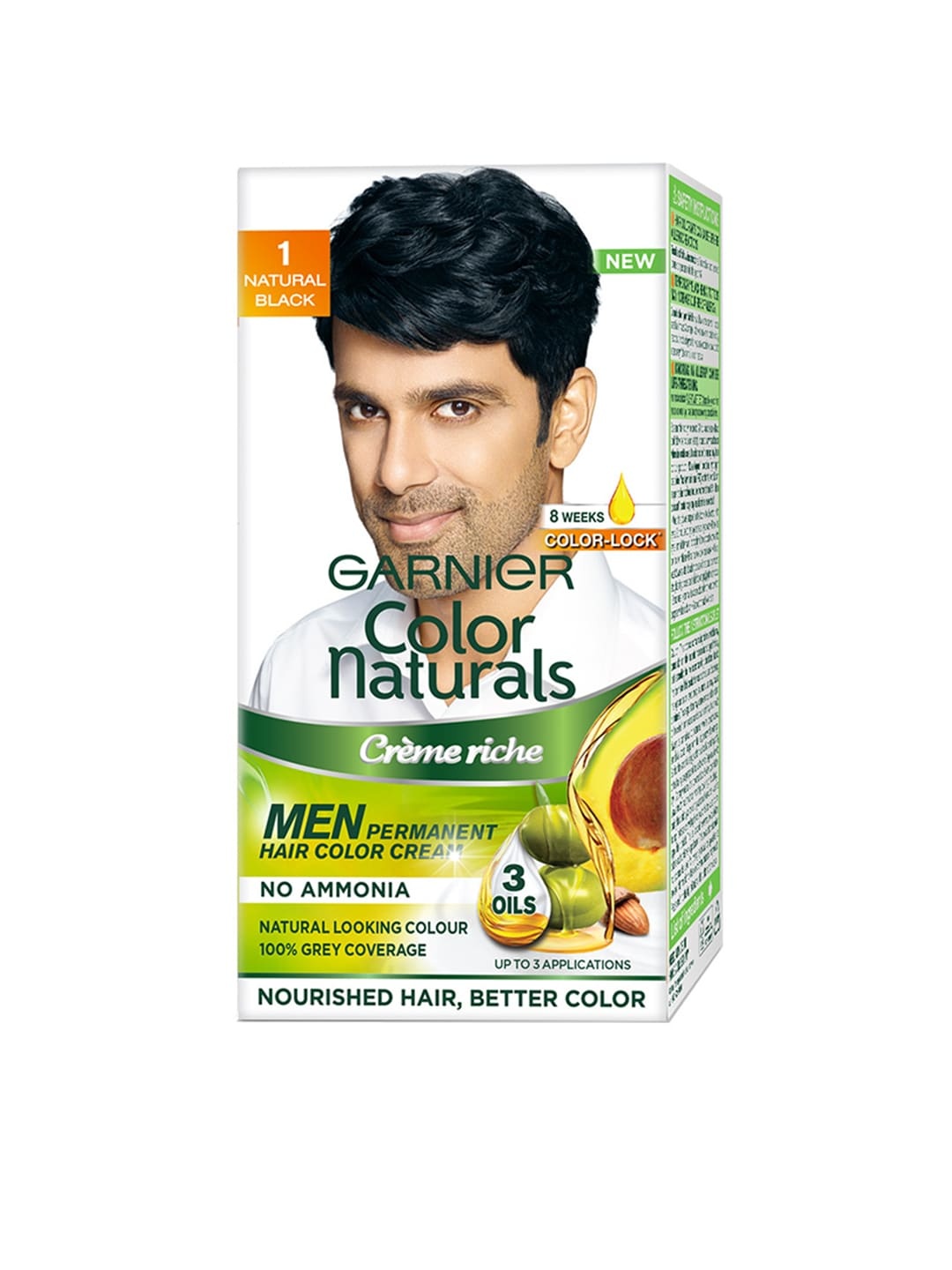 Garnier Color Naturals Men Creme Riche Hair Colour - 60 g - Natural Black 1, White