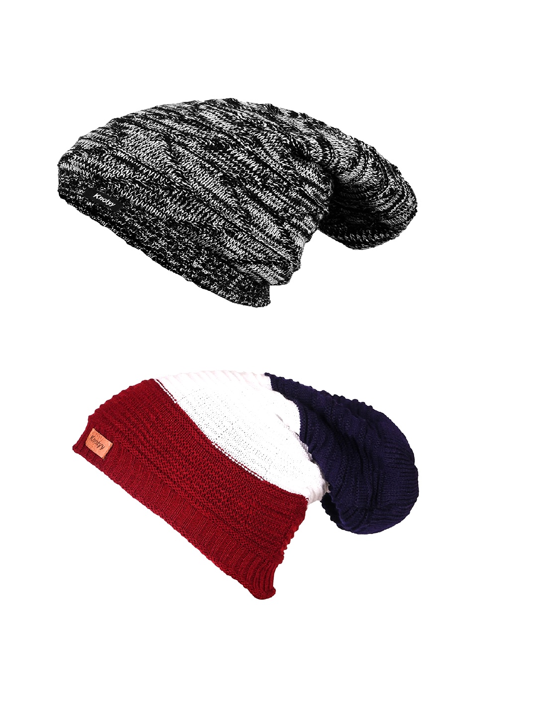 

Knotyy Men Multicoloured Pack of 2 Self Design Beanie, Multi
