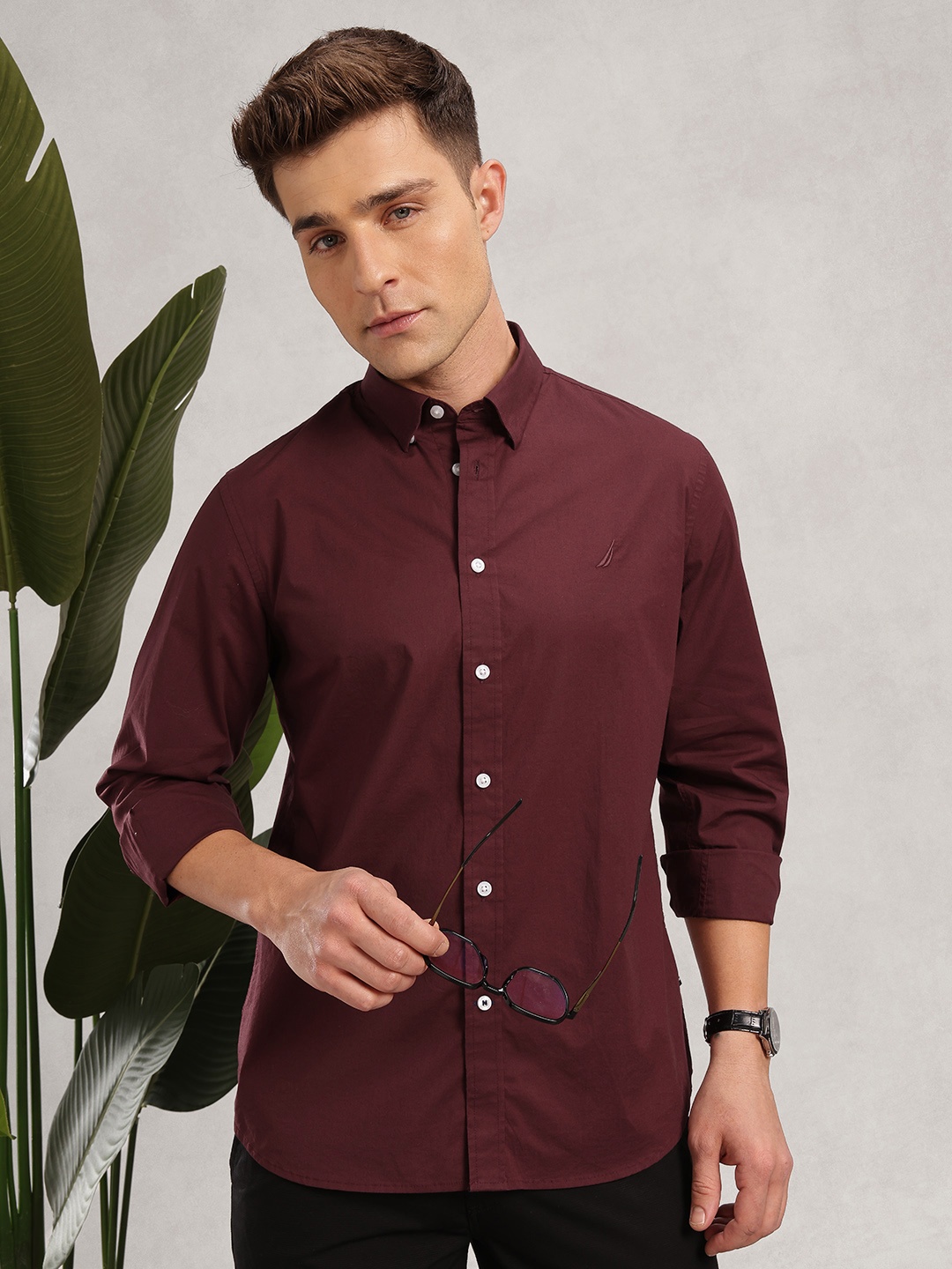

Nautica Slim Fit Button-Down Collar Casual Shirt, Burgundy