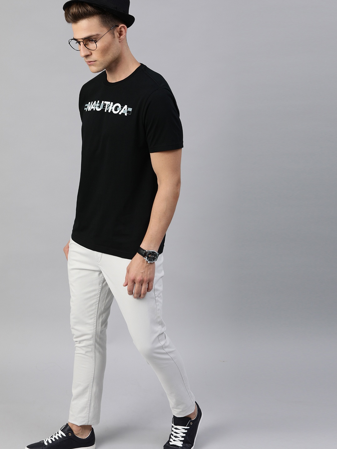 

Nautica Men Black Printed Round Neck T-shirt