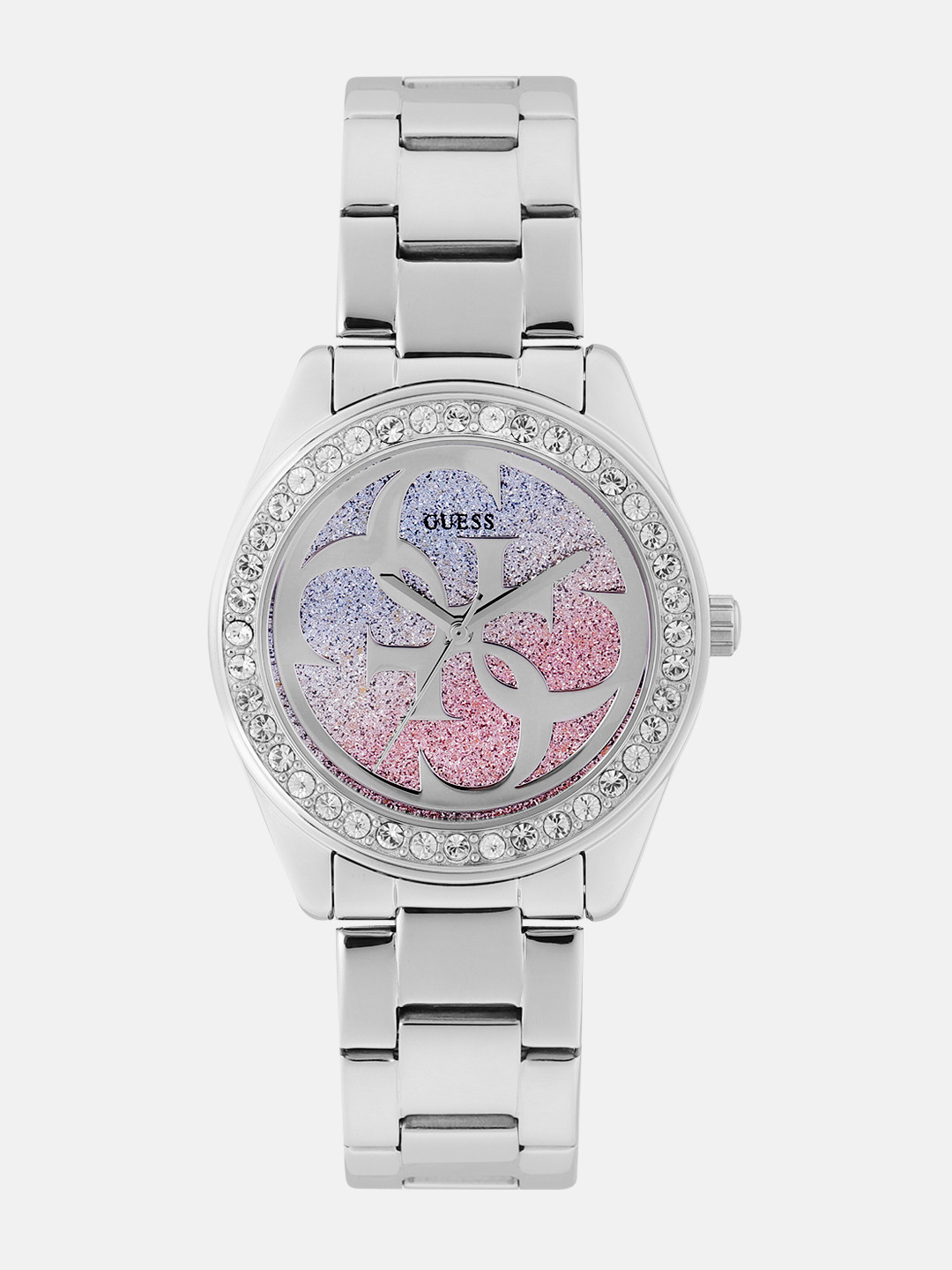 

GUESS Women Pink & Blue Glitter Analogue Watch W1201L1, Silver