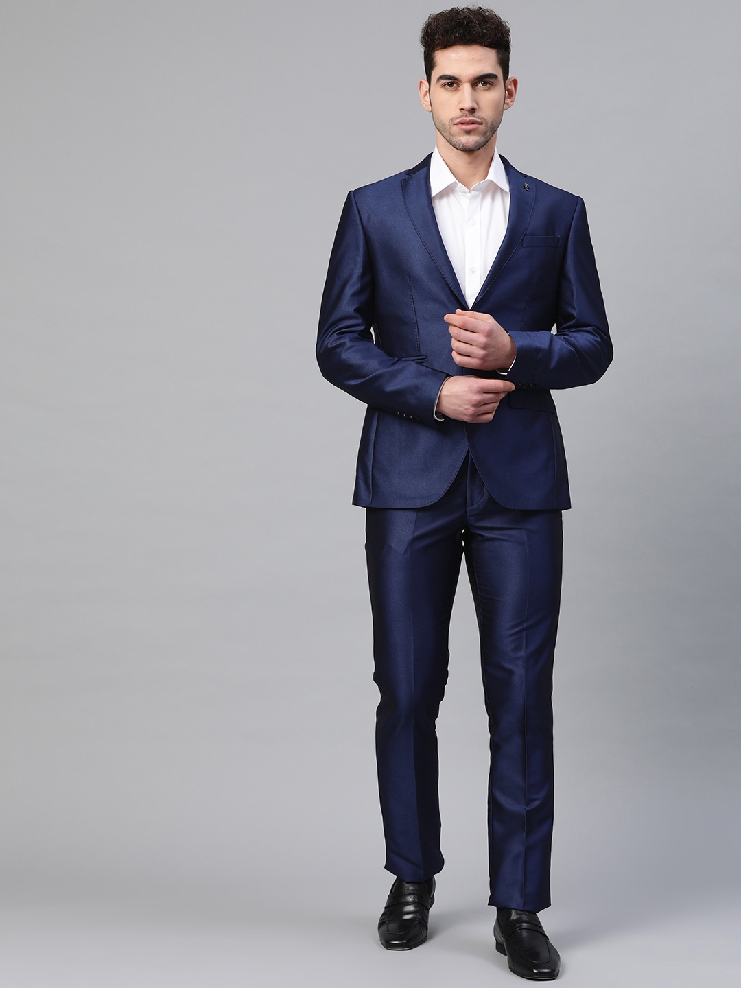 

Blackberrys Men Navy Blue Slim Fit Solid Single-Breasted 2-Piece Partywear Suit
