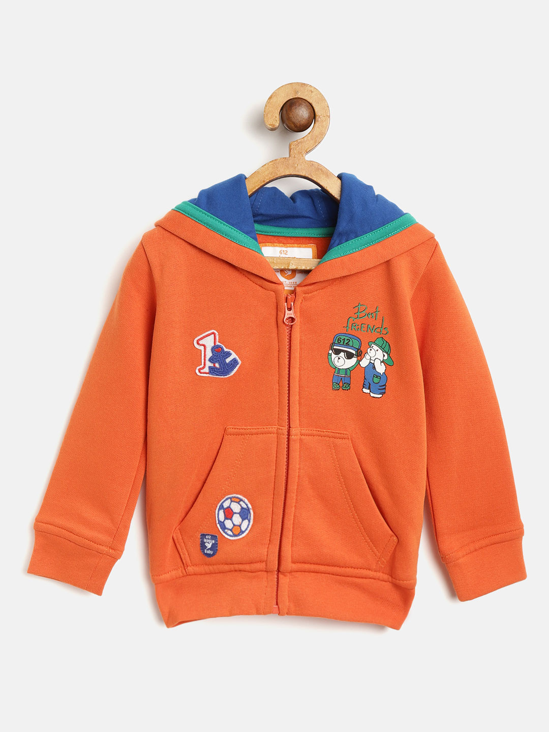 

612 league Boys Orange Applique Detail Hooded Sweatshirt