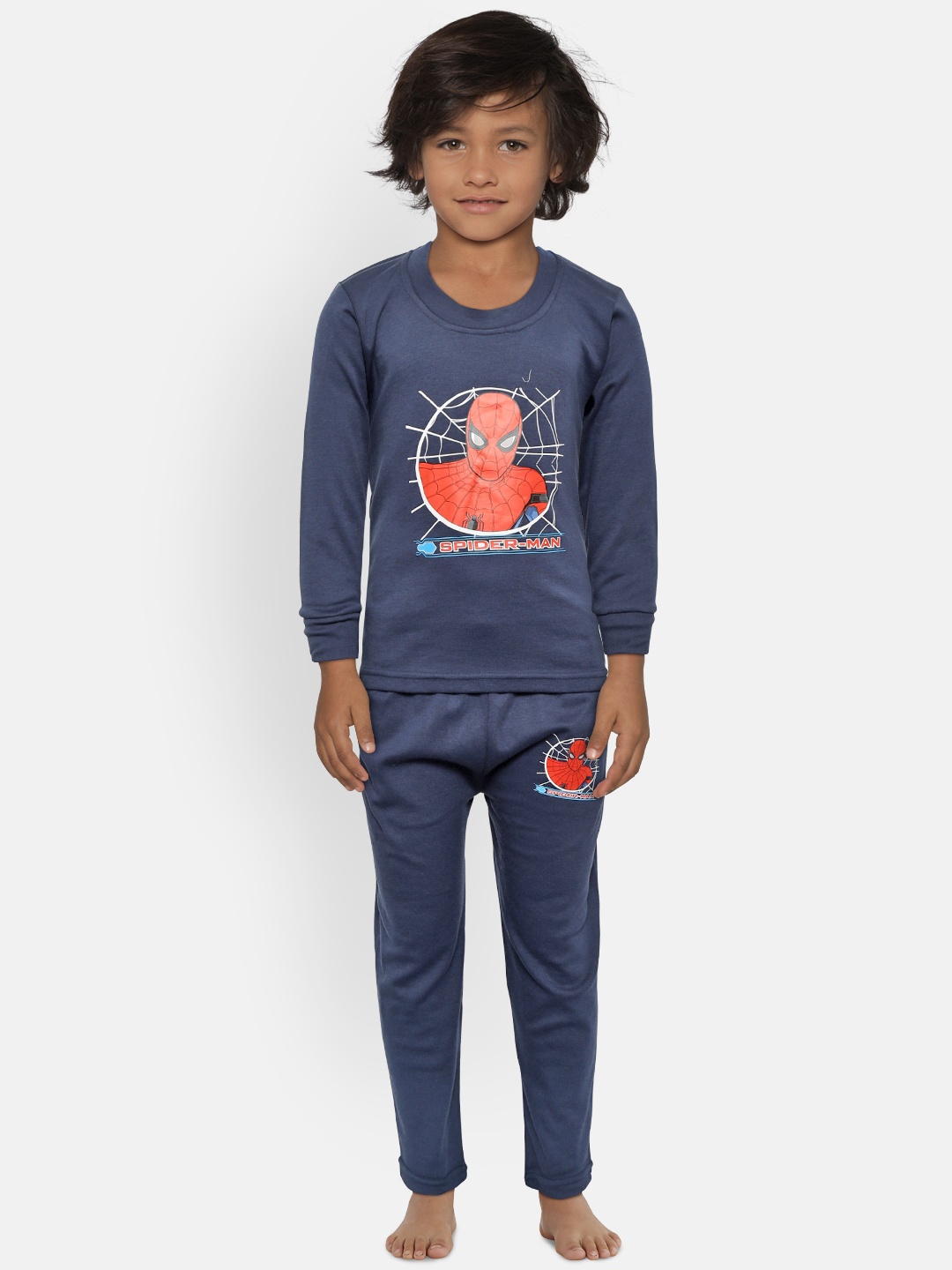 

BODYCARE INSIDER Boys Navy Blue Spiderman Print Thermal Set