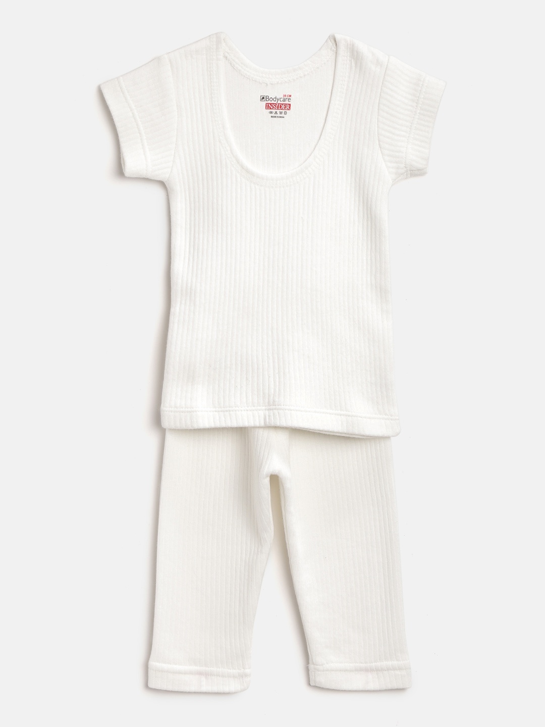 

BODYCARE INSIDER Kids White Ribbed Thermal Set, Off white