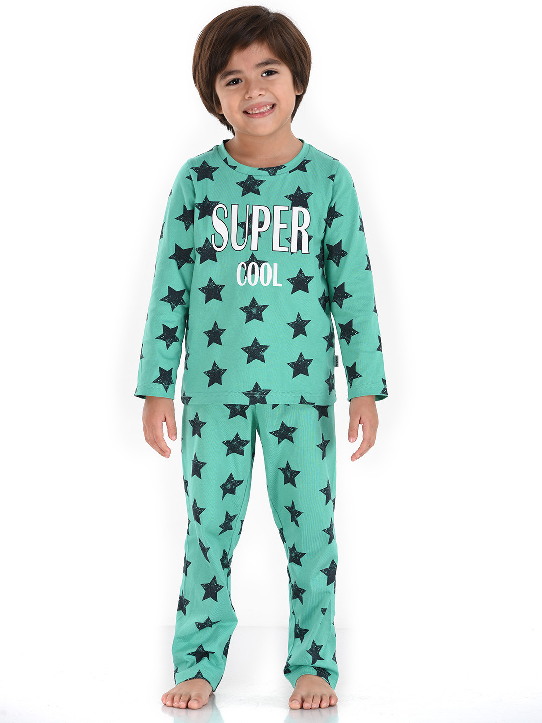 

mackly Boys Green & Black Printed Night suit