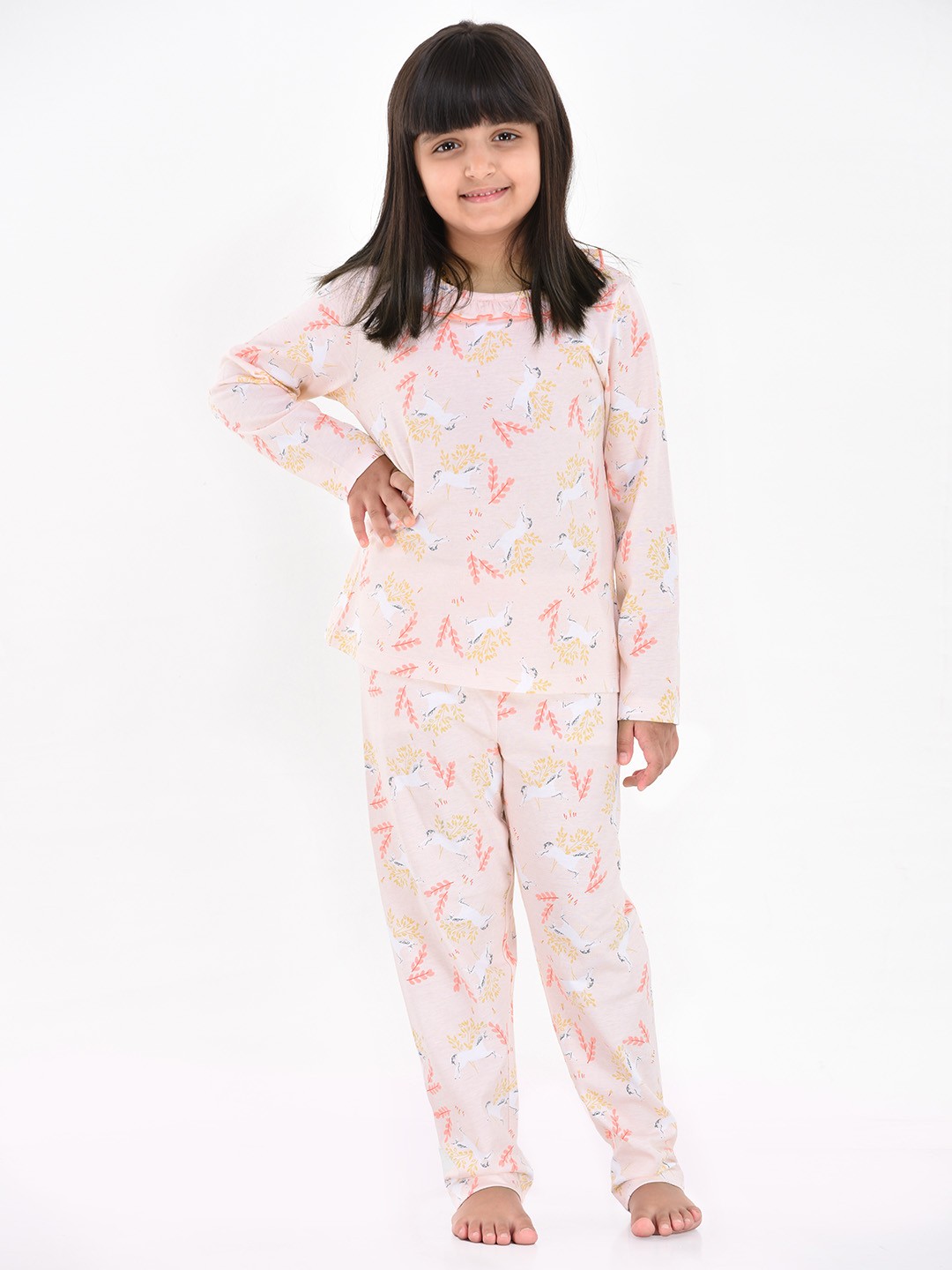 

mackly Girls Pink Printed Night suit IPW-03
