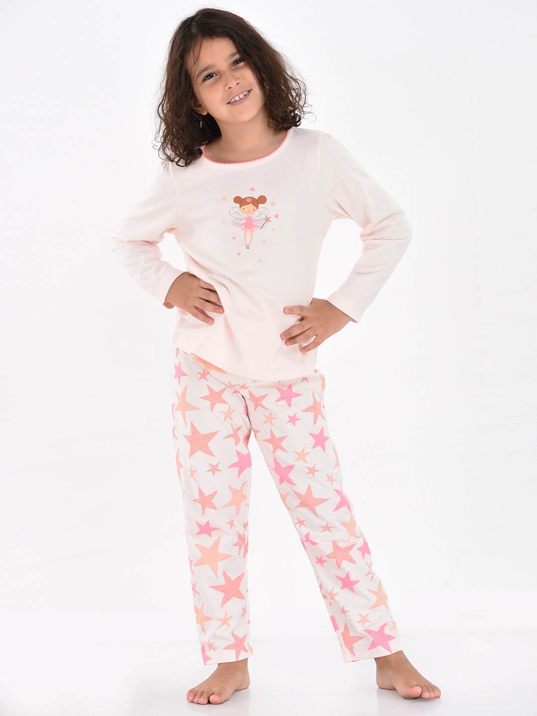 

mackly Girls Peach-Coloured Printed Night suit IPW-05